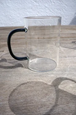 Taza De Cristal Con Asa De Colores