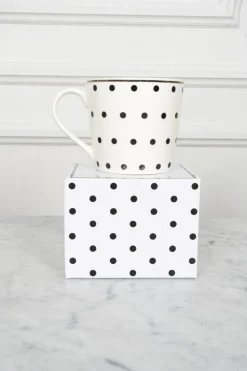 Taza Negra Y Blanca Con Diseño De Puntos
