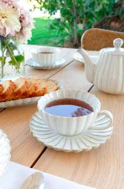 Taza Y Plato Blanca Flor Co