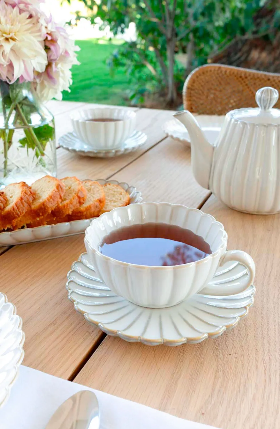 Taza Y Plato Blanca Flor Co