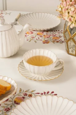 Taza Y Plato Blanca Flor Co