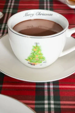 Taza Y Plato Con Diseño De Árbol Navidad CO