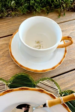 Taza Y Plato Diseño Bambú & Flor Almendro