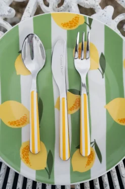 Tenedor Con Diseño De Rayas Amarillas CO