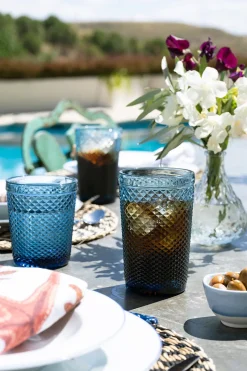 Vaso Cristal Alto Azul Oscuro Picos