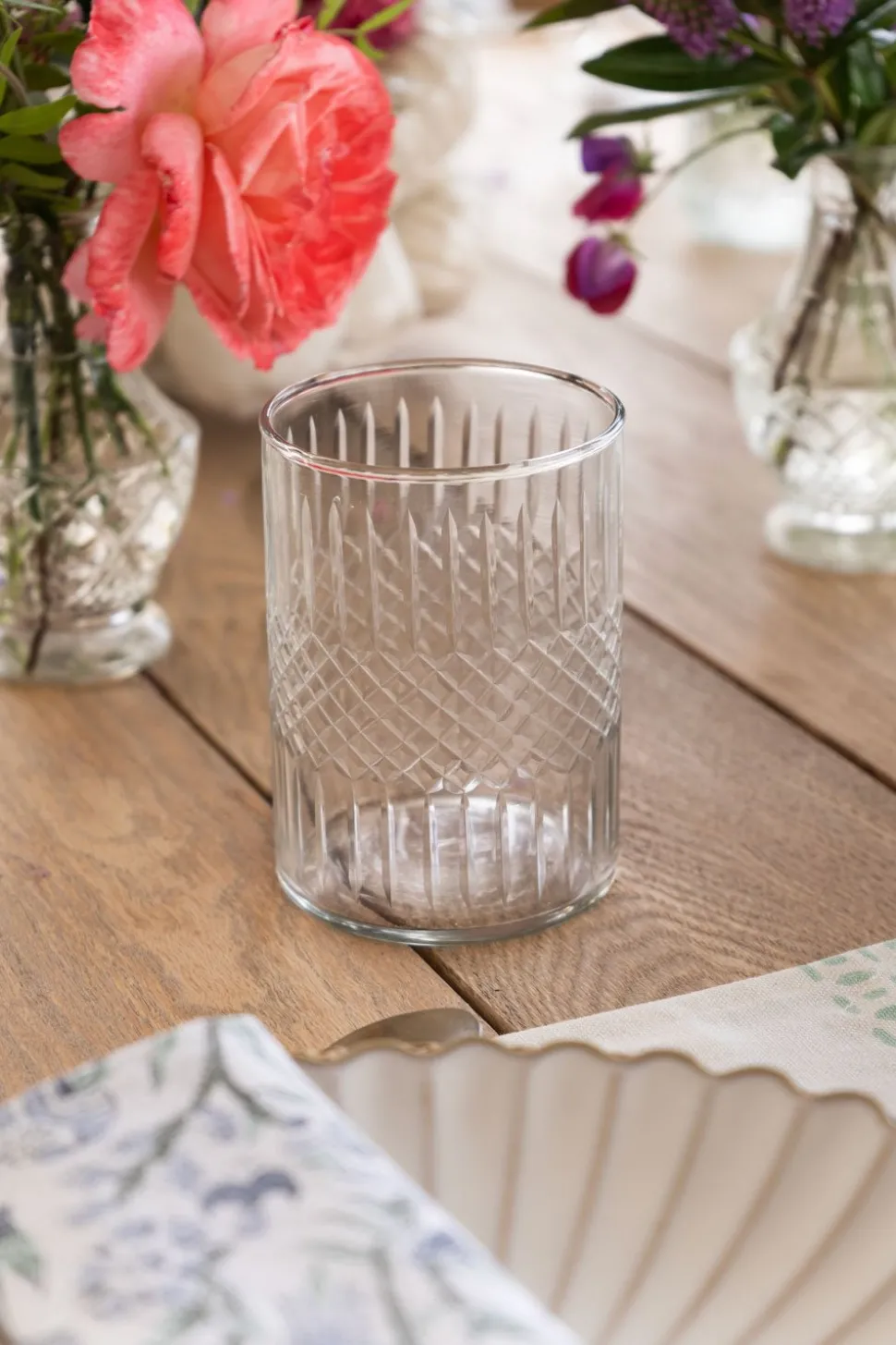 Vaso Cristal Tallado Rombos Grande