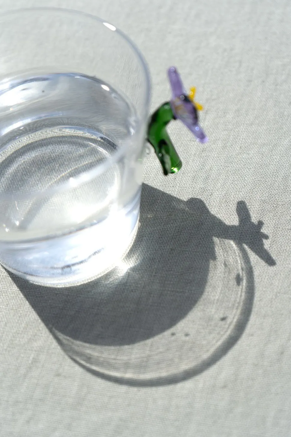 Vaso De Vidrio Soplado Diseño Botánico Flor Lila