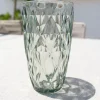 Vaso Grande Verde Acrílico Con Diseño De Rombos