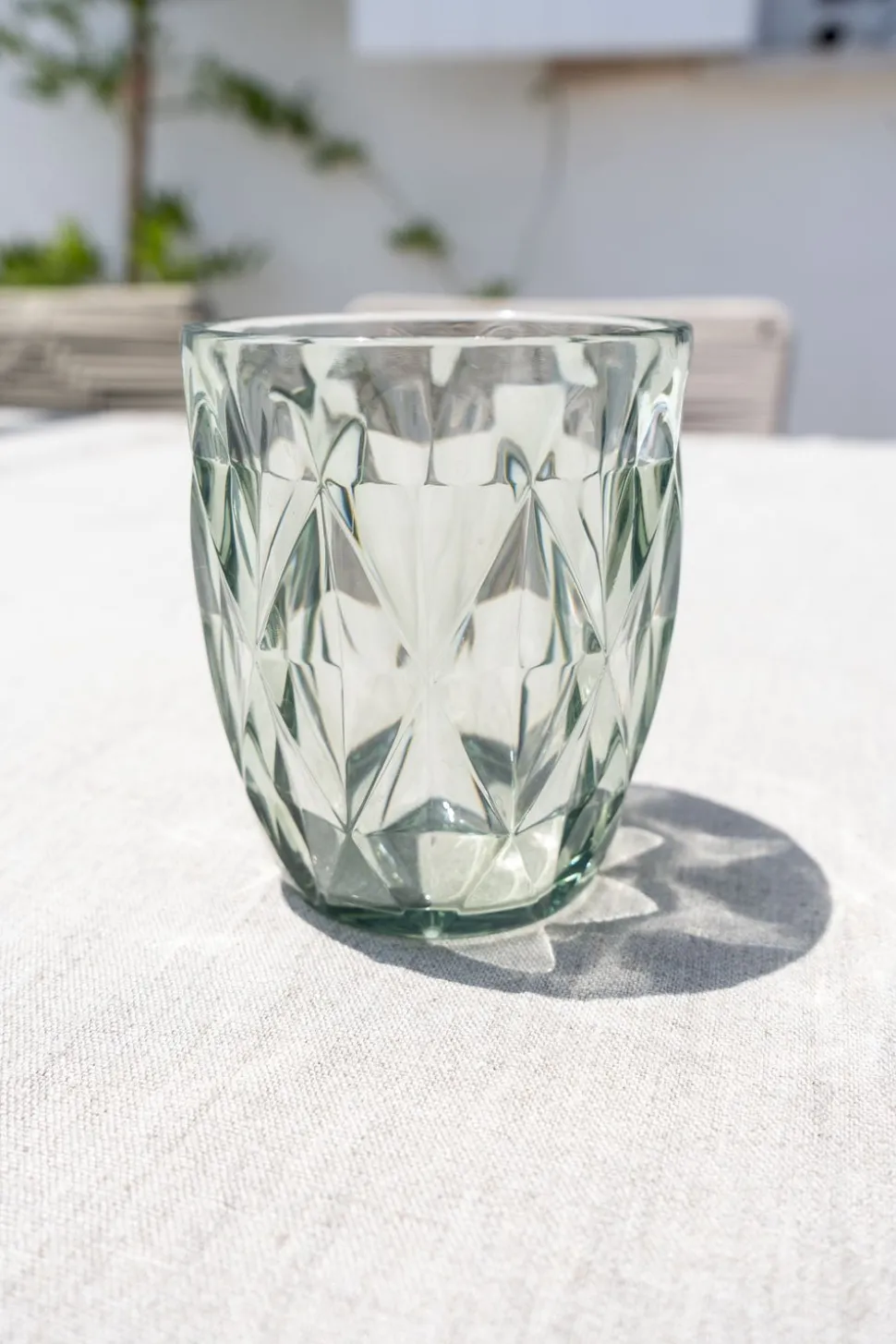 Vaso Verde Acrílico Con Diseño De Rombos