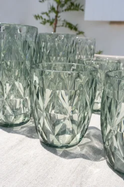 Vaso Verde Acrílico Con Diseño De Rombos