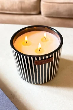 Vela Artesanal De Cerámica Con Fragancia Mandarina Mediana
