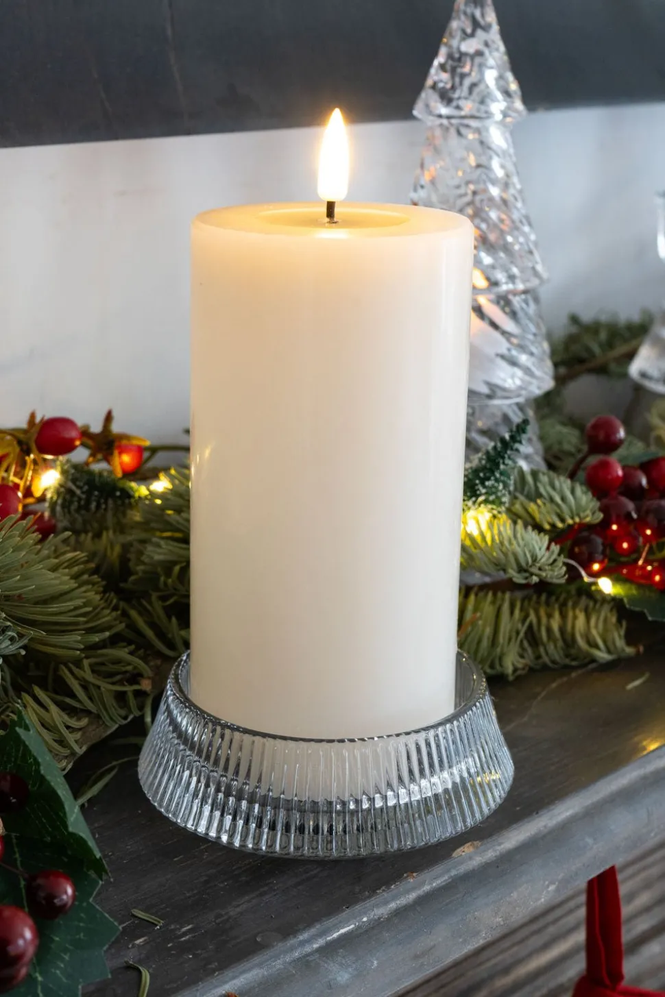 Vela LED Color Crema Grande