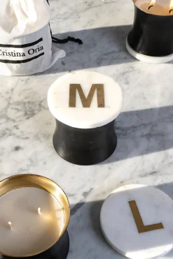 Velas Con Tapa De Mármol Iniciales