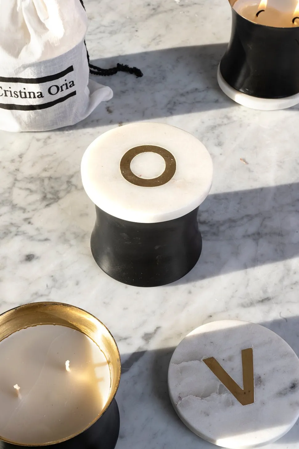 Velas Con Tapa De Mármol Iniciales