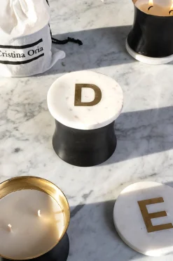 Velas Con Tapa De Mármol Iniciales