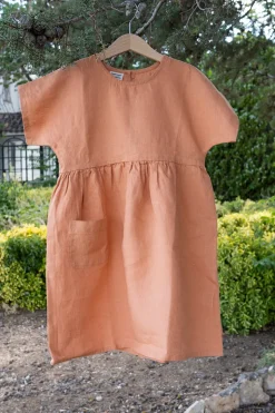 Vestidos De Lino Naranja Niños