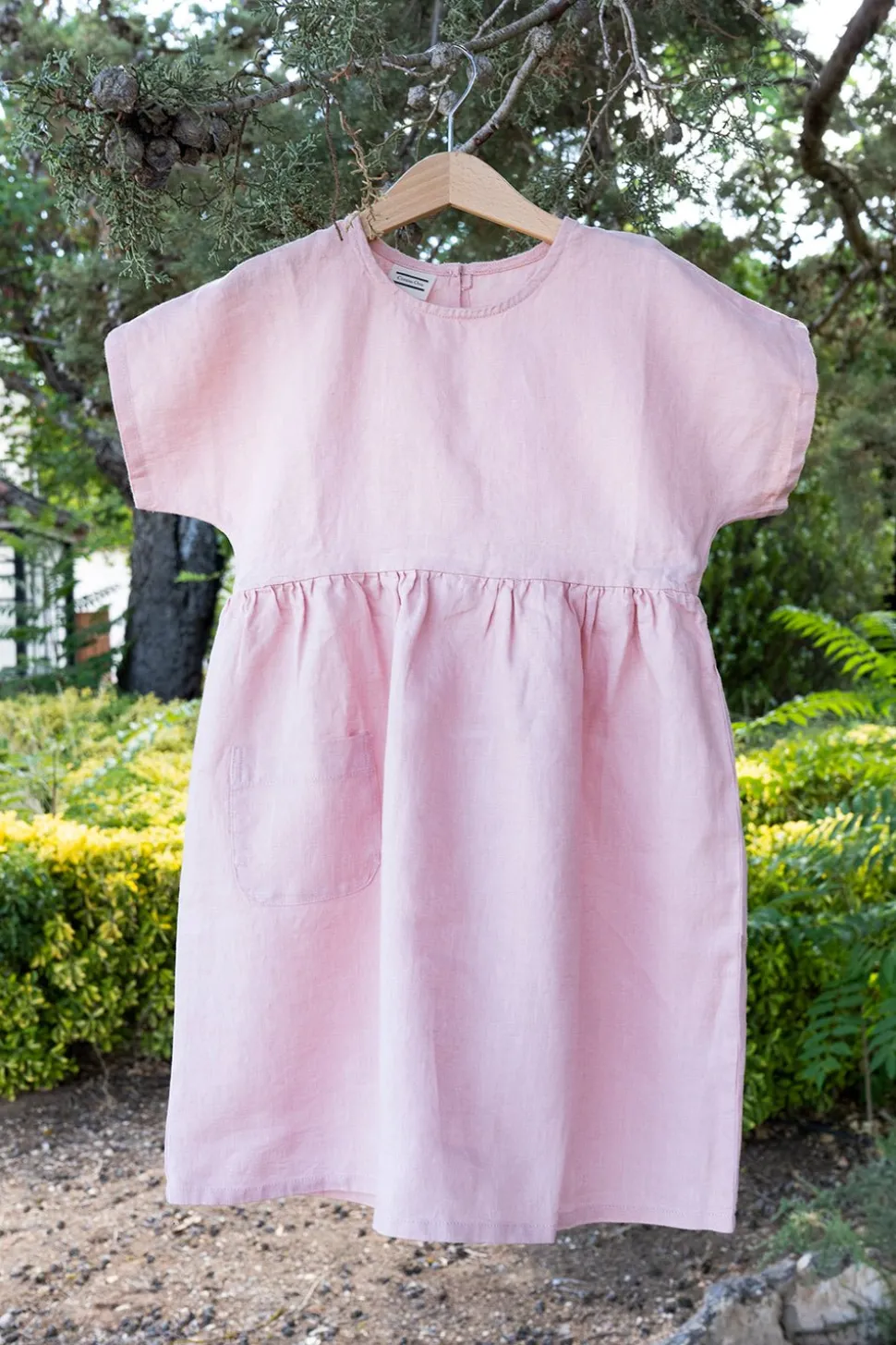 Vestidos De Lino Rosa Niños