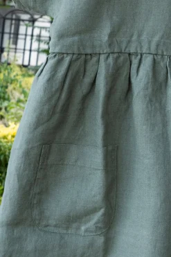 Vestidos De Lino Verde Oscuro Niños
