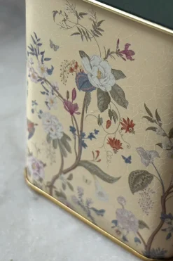Violetas En Bote Metálico Diseño Flores Amarillo